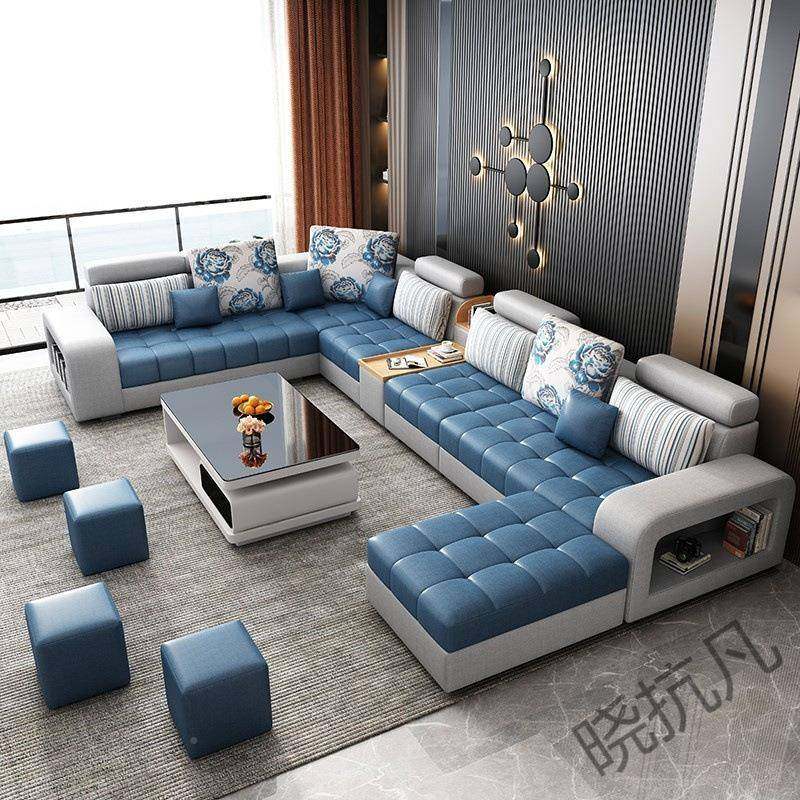 xk4卡蒂妮娜现发代简约棉FEN麻布艺沙皮发U型L型猫f抓沙大小户型