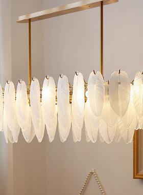 现代法式轻奢羽玻毛璃简约长形厅588吊灯餐美式复古Vintae别g墅灯具
