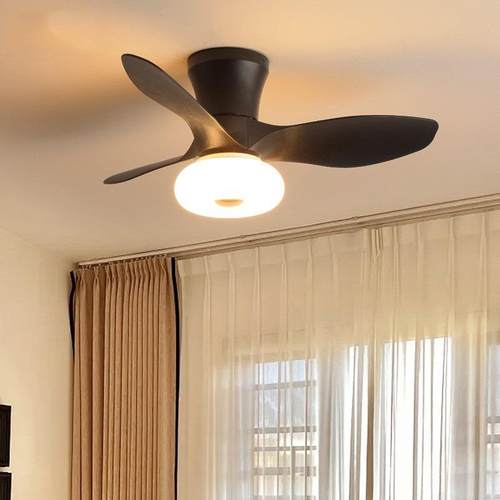 电奶油风小尺寸风扇童灯现代865简约室吸顶扇灯主卧静卧音儿房吊