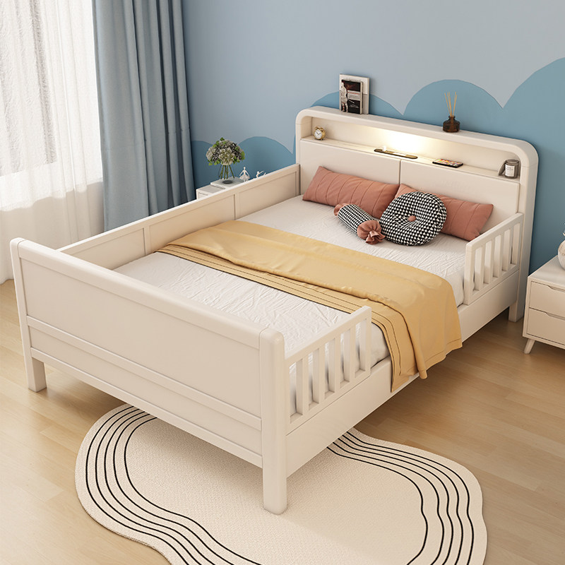 实木儿童床男孩带护栏一米r二女孩公主床拼接1.35x1.9米单人小床