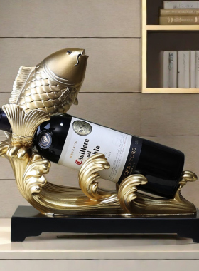 年年有余红酒架鱼摆件客厅如鱼得水餐柜酒柜装S饰品乔迁新居礼物