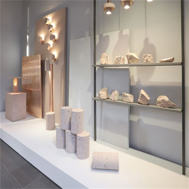 服装店展厅黄洞石底座雕塑台陈列桌圆柱体空心落地台装饰展示台柱