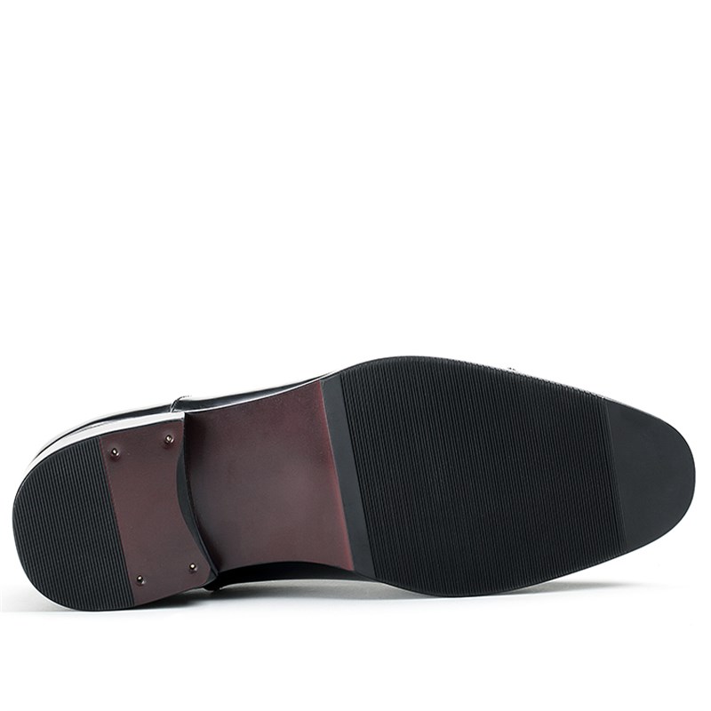 三接头增高新郎皮鞋正装商务宴会亮黑色漆皮男士牛津鞋英伦时尚35