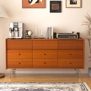 中古风实木九斗柜小户型r家用卧室床位柜玄关客厅沙发收纳储物边