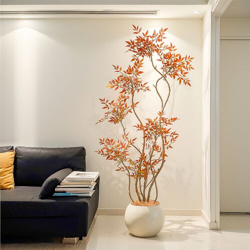 仿真南天竹c红色假绿植室内沙发旁边装饰大型落地摆件高端仿生植