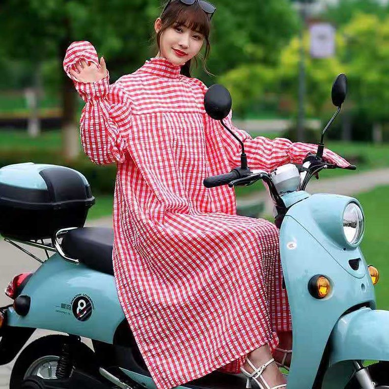夏服衫摩托车防紫外线全身防晒遮阳长款披肩电动车防晒衣女骑车