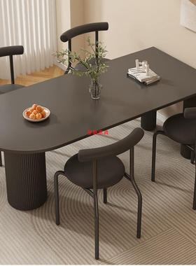 法式油餐桌椅组合餐桌奶小一户型家用台体DYN现代简约岛宅寂风餐桌椅
