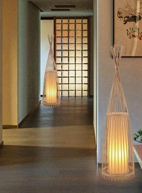 225热销新亚中式竹艺XIR落地灯客厅古日式东南简约创意装饰复0卧