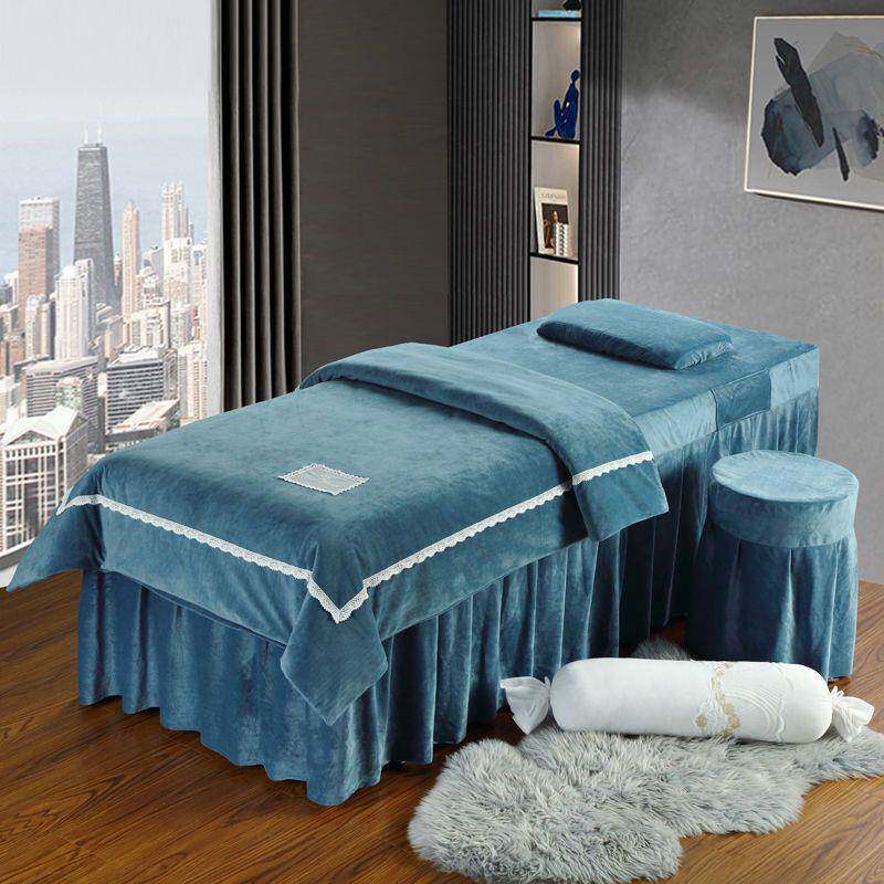 晶绒床罩四件cp#41776套作简约水推拿按摩洗头床罩定印log院o