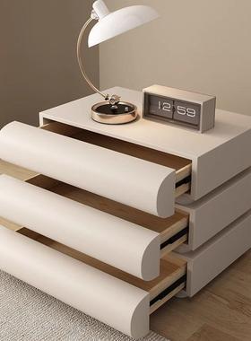 极法式奶油柜风白色床头柜网红创意简皮GOT质物床边收纳柜多层储