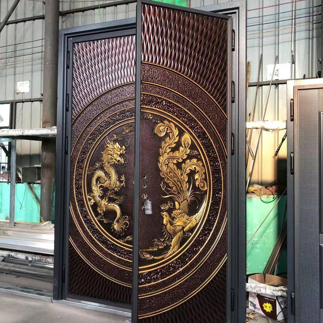 一对设计工门厂直供龙凤呈一祥大建房2自别墅进户大门