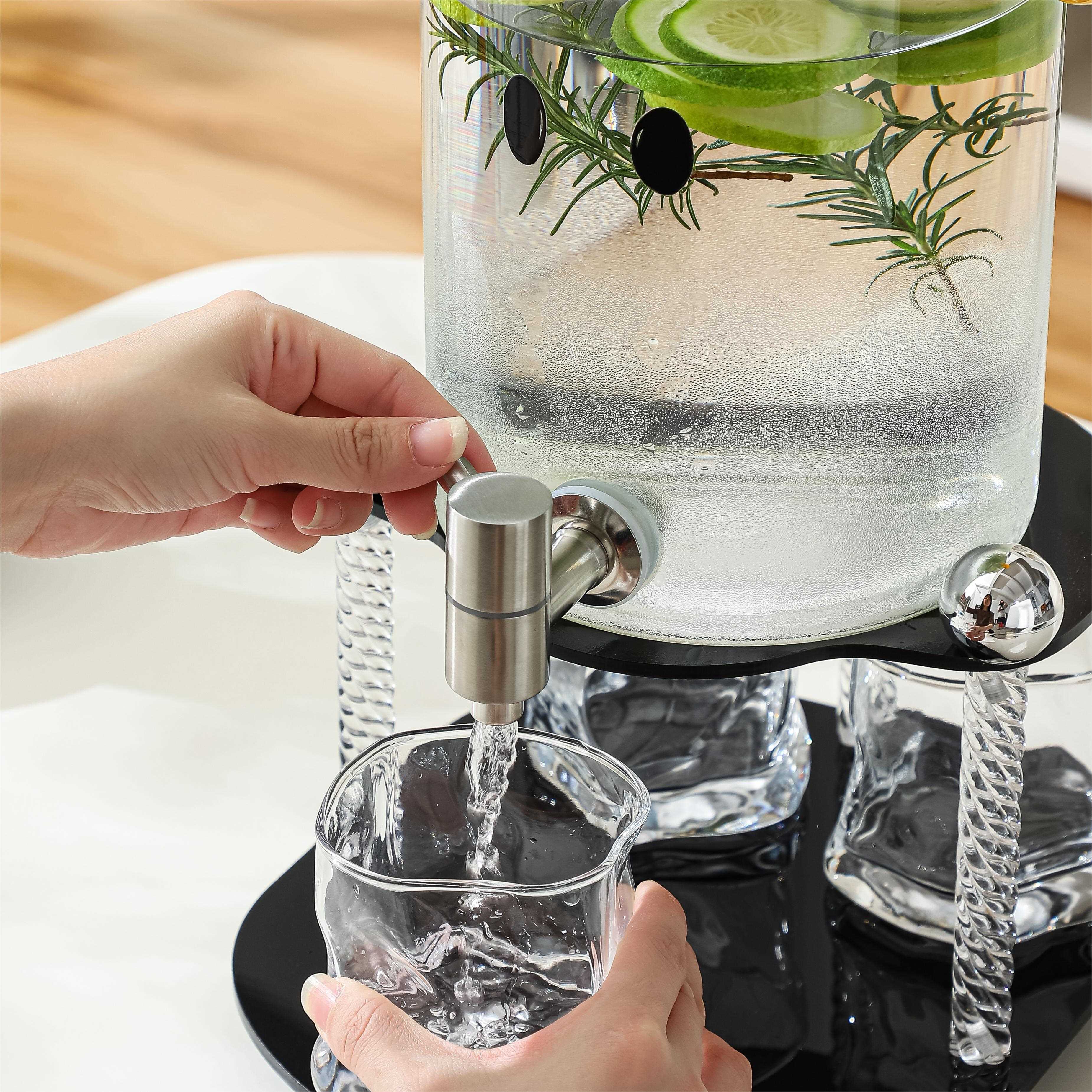 玻璃冷凉水壶高温水冷水壶-1壶耐大家用容量果茶桶饮料桶带龙头储