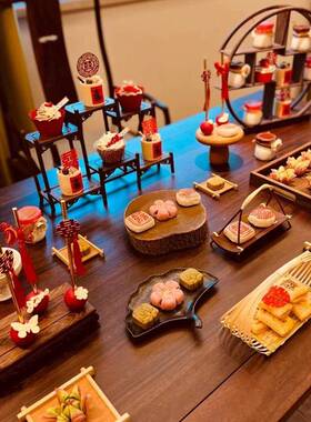 中式品台件摆展示托架订婚婚礼摆07433719台盘博古架婚庆装饰茶歇