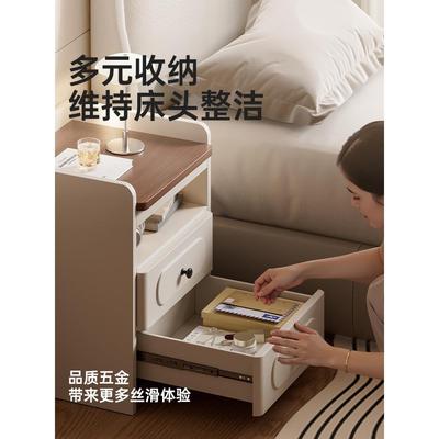 ?床头柜小型奶GL8120床油风家用卧2室床边夹缝5c超窄纳极窄m实木