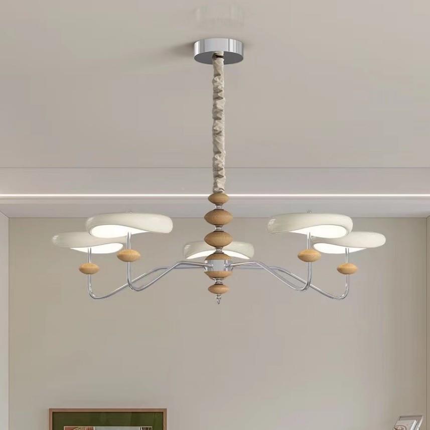 中古奶816油风灯具链客厅吊灯艺术氛围感碟餐厅灯设飞计感吊房间