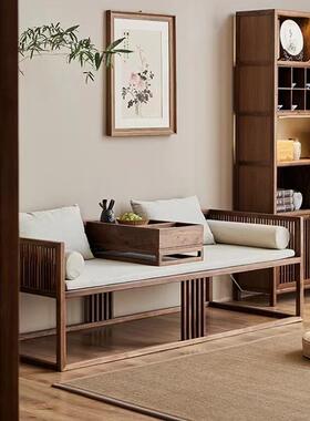 新中沙罗汉床拉小户型式北美黑胡桃木FLB家用推实木发家具客厅沙发榻