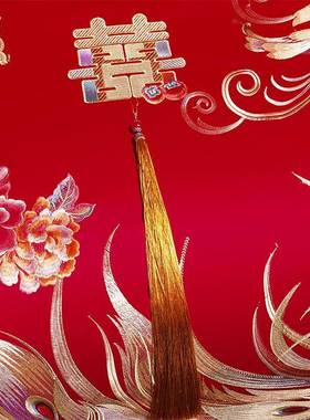 大红色套纯QXiF0415100棉件婚庆四件龙凤刺绣结婚床上用品陪嫁床
