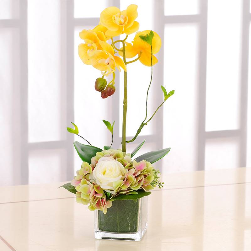 蝴蝶兰花艺玻璃花瓶家居装饰摆件室内客厅餐桌茶几假花艺摆设