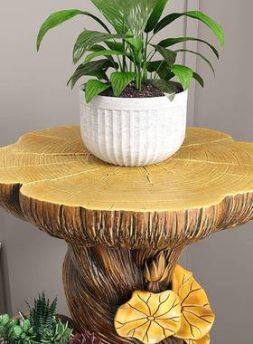 客厅大型落地摆件工木电视柜旁家居装桩饰盆栽收PDD10220纳树根头