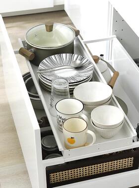 抽屉分层架上下分板层橱内隔改造柜可伸缩zdpsx6Cd拉篮厨房工具收