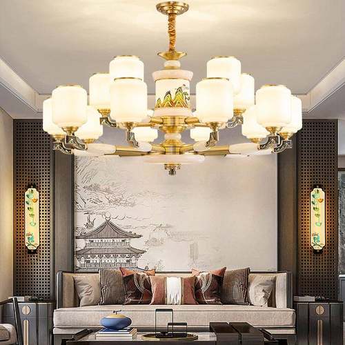 厅材铜新中式514楼复式楼客厅别墅灯自建房多层楼中挑高跃层大家