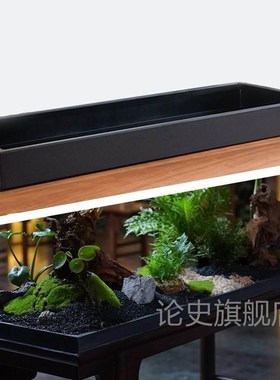 枯山水托盘沙盘盆景底q座造景盘微景观底盘长方形铁艺托接水盘子