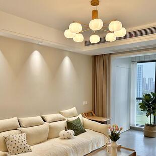 棉花风吊灯日式奶风原木柿房子1227油创意现代简约客厅主卧室间灯