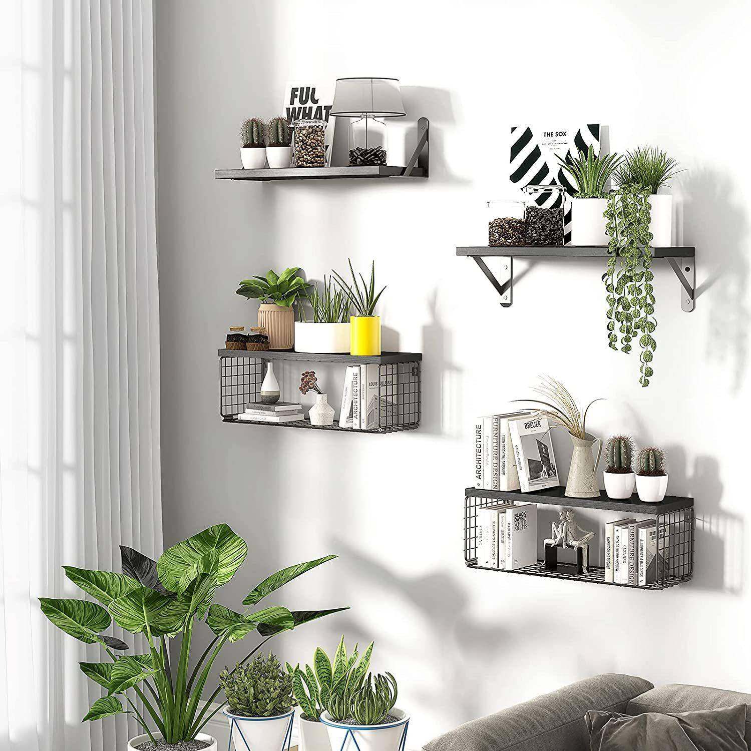 铁艺浮KJZ卧动搁板储浴室多层收纳架带物篮毛巾架面室客厅墙装饰,厨房/烹饪用具,厨房墙壁置物架/厨房墙壁挂架,淘宝优惠券,粉丝福利购,淘宝优惠卷