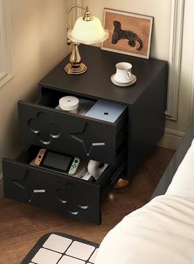 古轻奢黑色床柜头柜端设计师简约现复代创意高中古床边抽屉SCQ柜