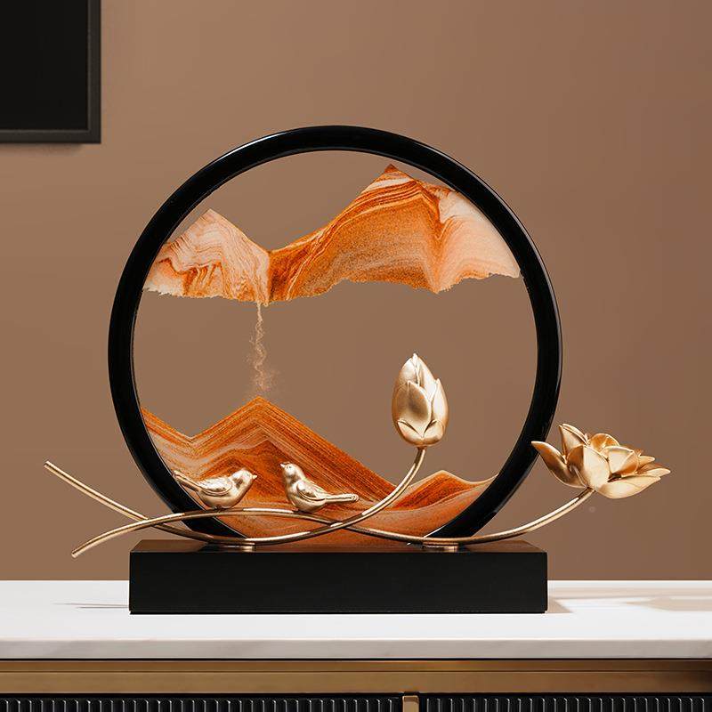 创意新中式月塘色流品沙画沙漏摆件家居客厅办公室20230901荷装饰