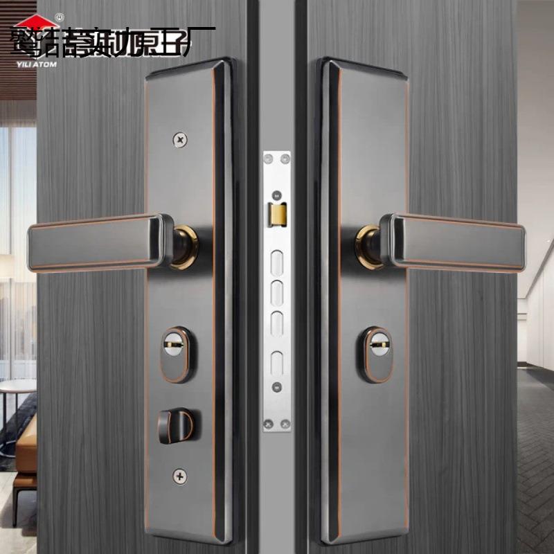 防盗门门锁把阳不锈钢通用型进户户家用群升入步大门通用手防1盗