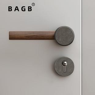 BGB室内卧列室家397用木门把手A磁吸灰静音锁复古咖系中式 胡桃木