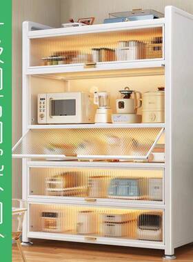 加粗新柜款厨房置物架JVA落地层防尘收纳家柜用碗餐边橱多柜储物