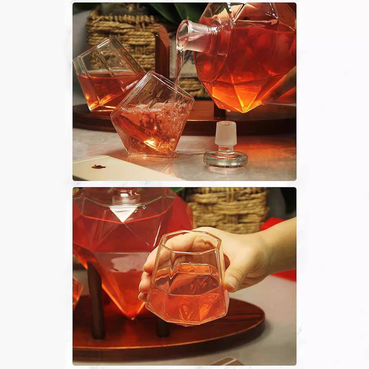 3套钻石不醒酒器套件倒翁耐玻璃球醒酒器轻奢威士忌伏特加红酒分