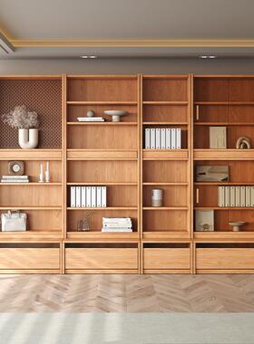 实房木橡木卡座组合书柜玻储物落柜地一璃体到顶办公BPU书书架