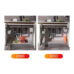 境下水下水槽门槽置物架厨下篮水道收纳置房物架子橱柜门板侧装 拉