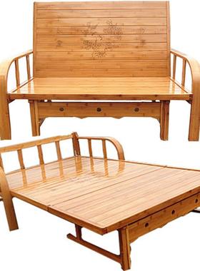 折叠床单双人床午功睡床两用沙YET竹发床午休人床凉床躺椅多能床