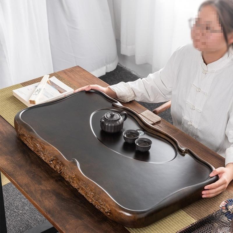 排黑檀木方茶盘家用整块实木HNEtxWH6茶小海茶台号长形原木花梨托