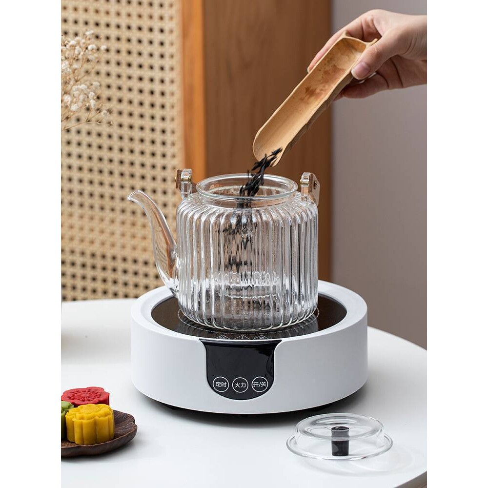 OF9D电陶炉煮茶壶白陶玻璃壶烧水茶器套装家用静音小型养生花壶