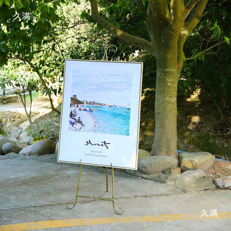 铁艺广告架复古瓷砖架婚礼迎宾架欧式相框架油画展示架水牌板展架