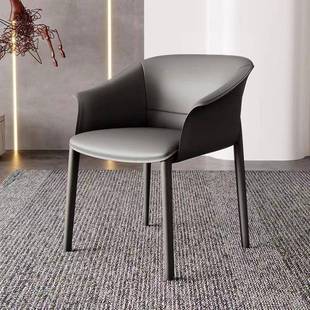 意式 极简马鞍皮餐休椅家用现代桌简约书酒靠背设809计师店闲洽谈