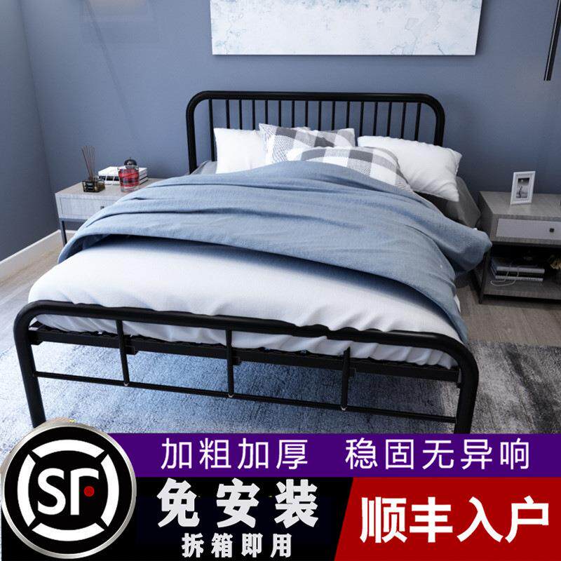 铁艺床双人床伸缩床省空间床带护栏主卧室组合床简约复古寝室卓倷