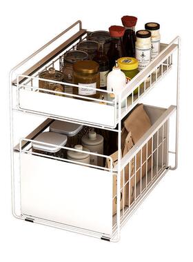 抽拉置物架免小安抽拉式厨房装双层下橱柜内分层TAJ型水收纳架子