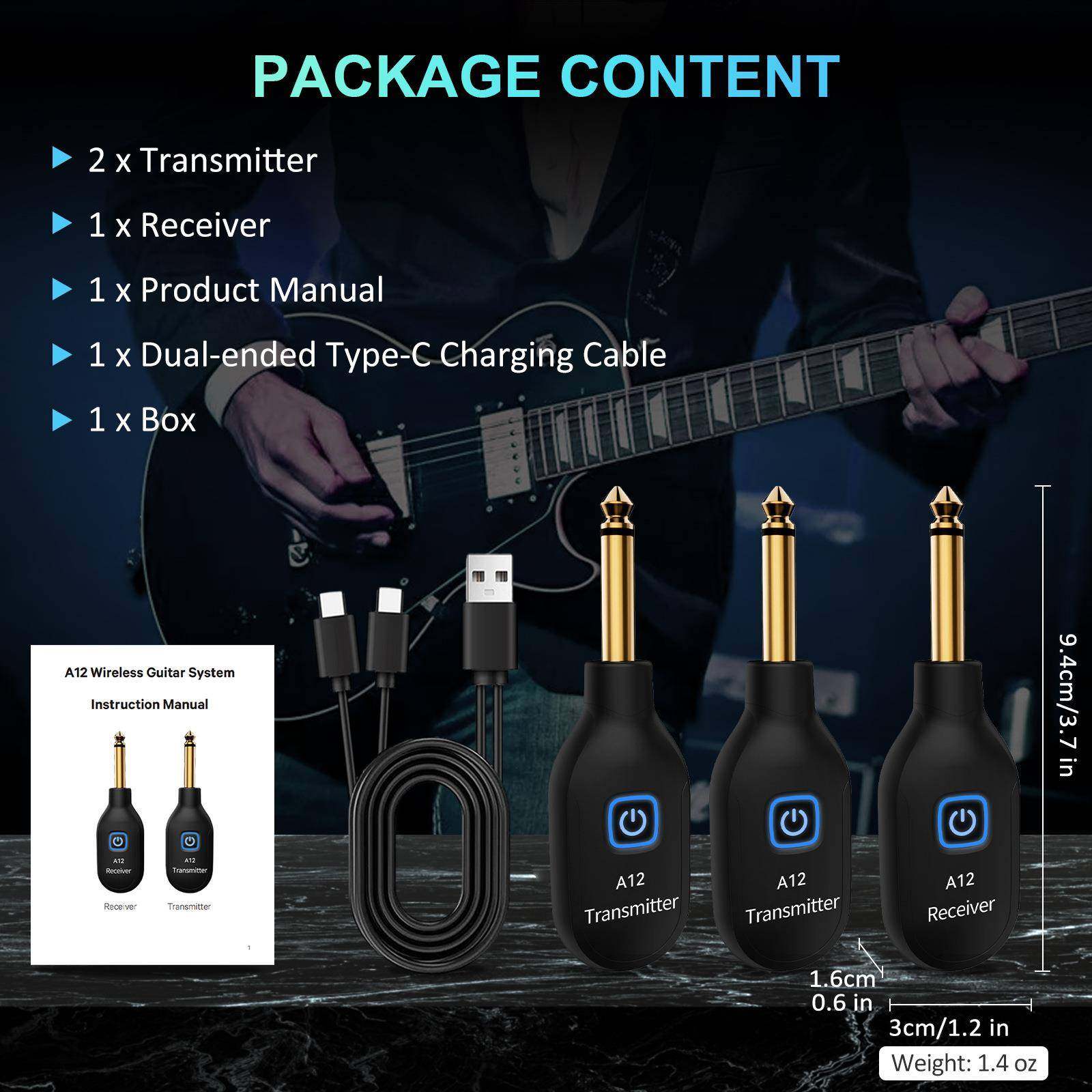 A12-2乐器无音频收发DVJ器吉他系统器电线贝斯拾音接器音响电收子