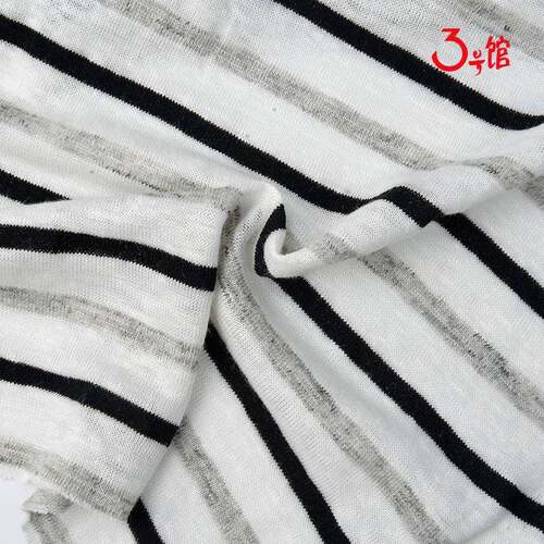 NVP亚麻布料条纹针布织料160g服装T恤麻布丝光纯棉色织亚麻面料