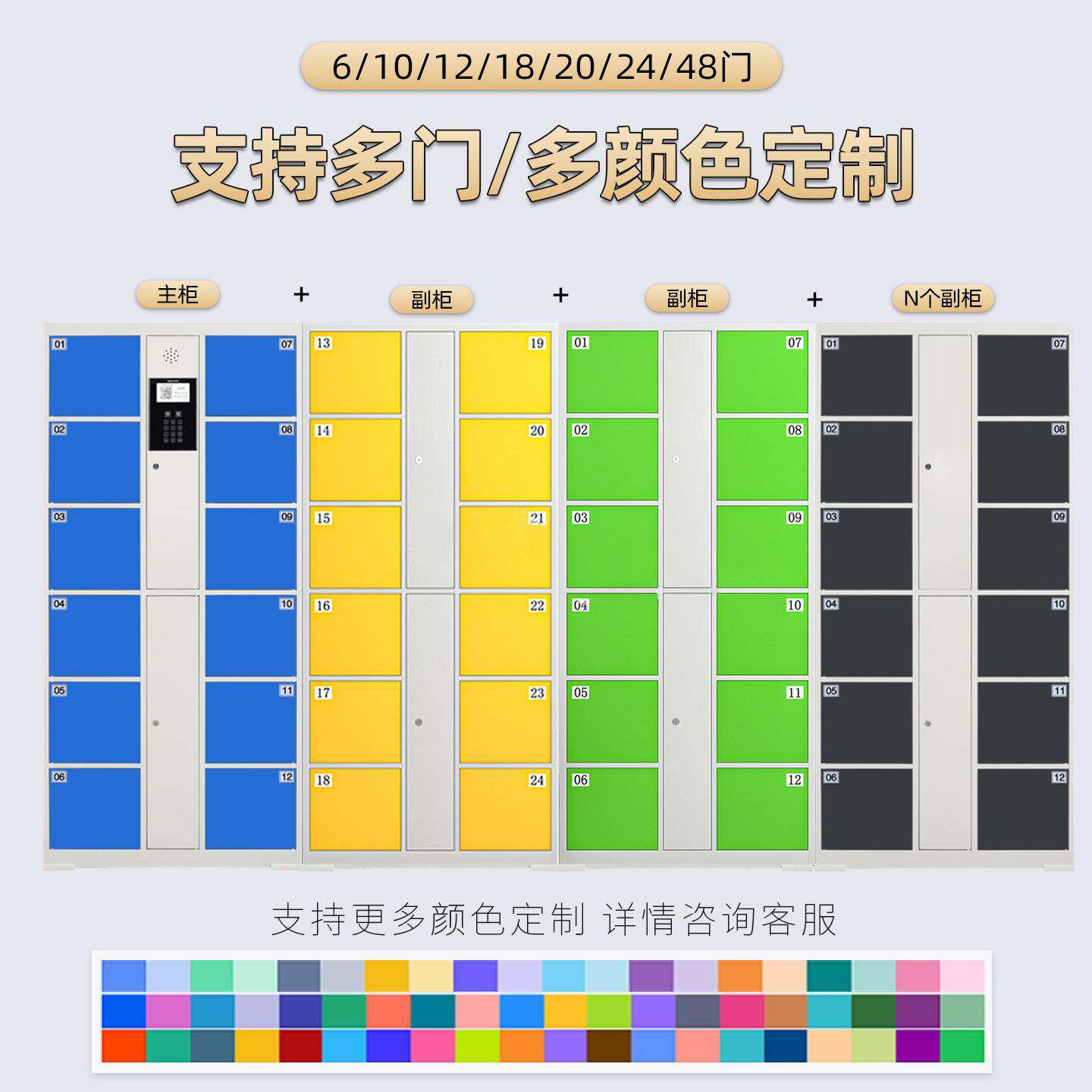 超市存包储物柜电卡密子码YY-45161手机寄存柜红外条码指纹脸人刷