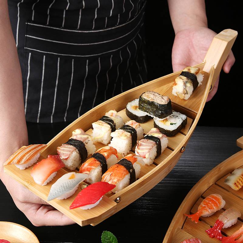 松木餐具日式寿司店刺身拼盘料理竹木寿司船身拼盘料理日料刺身船