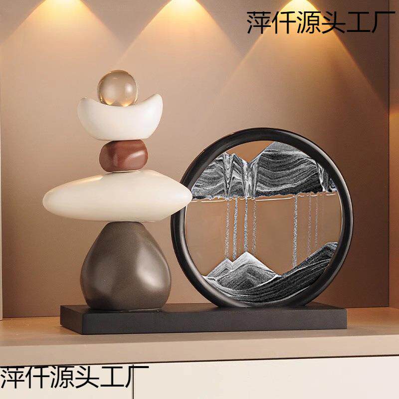 时来运转流沙画摆件客厅酒柜电视柜玄关高档装饰品办公室旺事业运