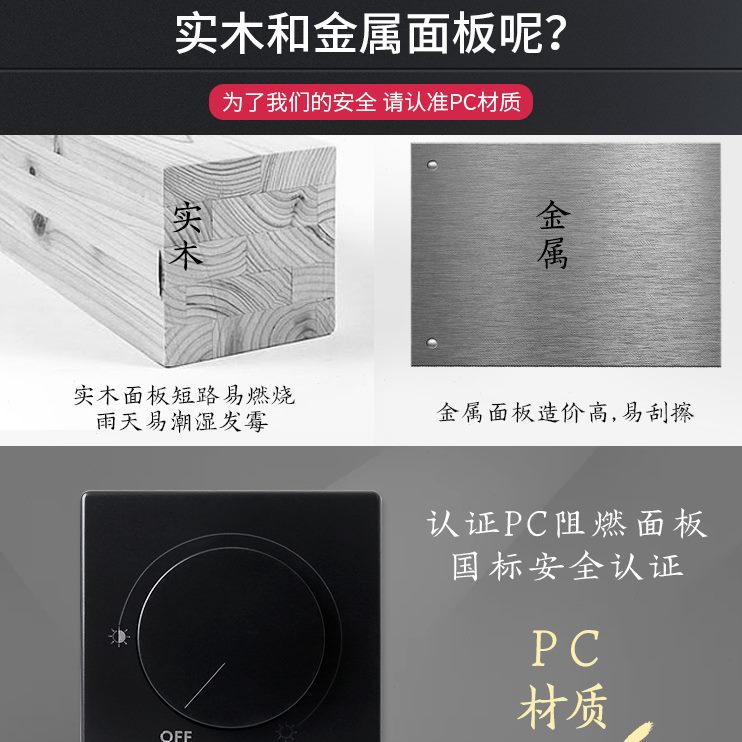 086型光器手动旋钮E调0调光开关式B黑色开关面板10灯光可控硅W