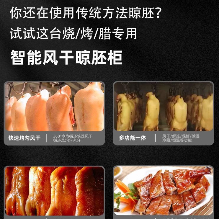 胚柜五花肉柜鸭烧腊烧晾保鲜晾柜鹅商用烤鸭巴尔赫风干吹干机除湿